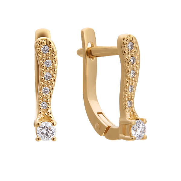 "Sunlight" gold earrings with diamonds